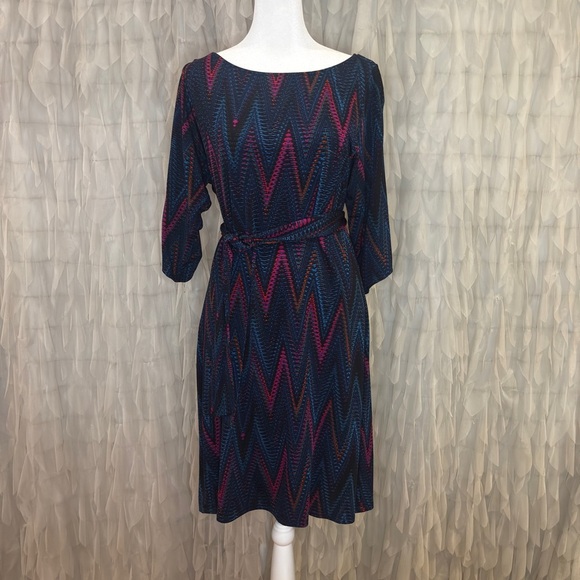 Leota Chevron Mini Dress - Blue and Pink - Picture 4 of 5